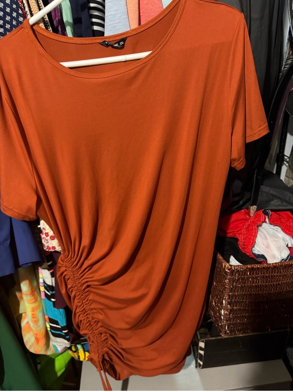 SHEIN Rust Orange Side-Ruched Tunic